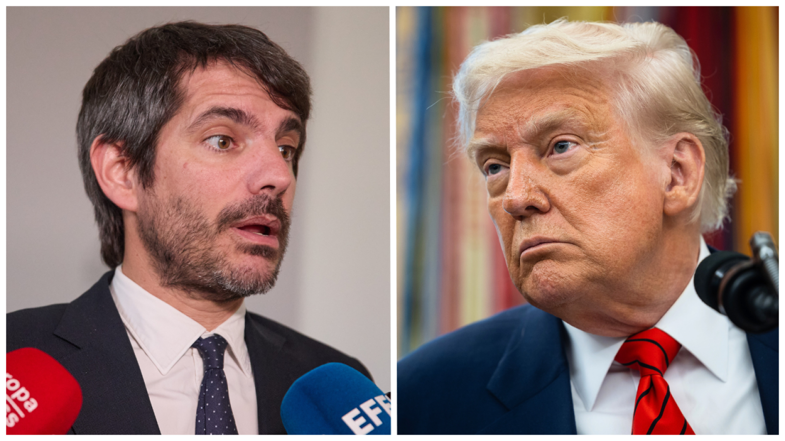 El ministro de Cultura, Enrest Urtasun, y el presidente de los Estados Unidos, Donald Trump.