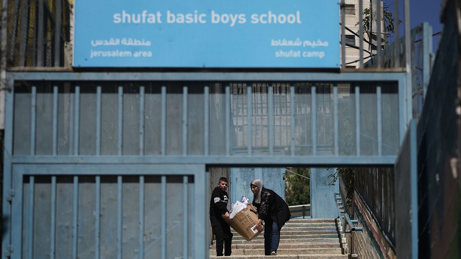 La Escuela de Niñas de la UNRWA en el Campo de Refugiados de Shuafat tras su cierre por Israel el jueves 8 de mayo de 2025.
