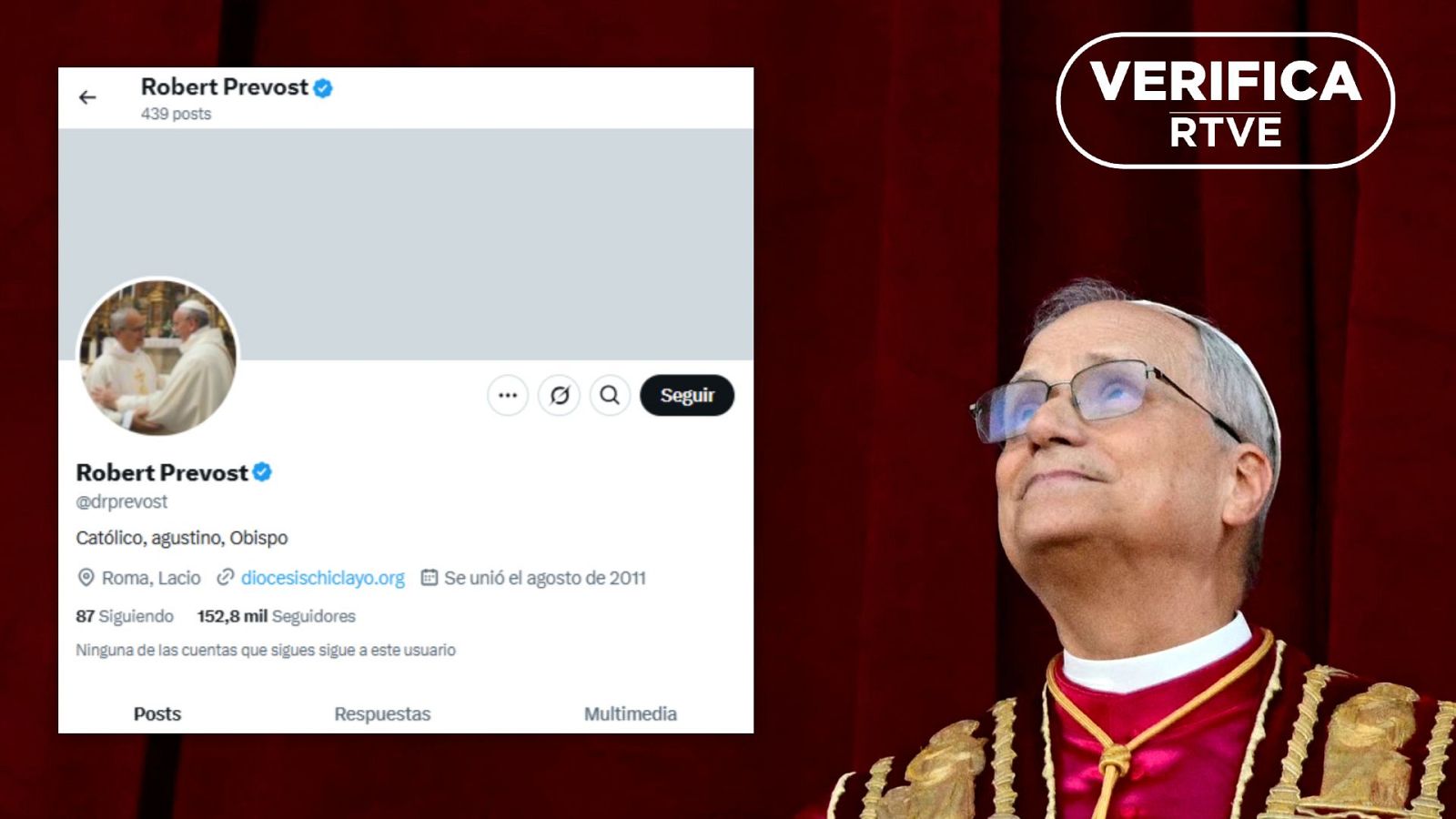 La cuenta de la red social X de Robert Prevost, el papa León XIV