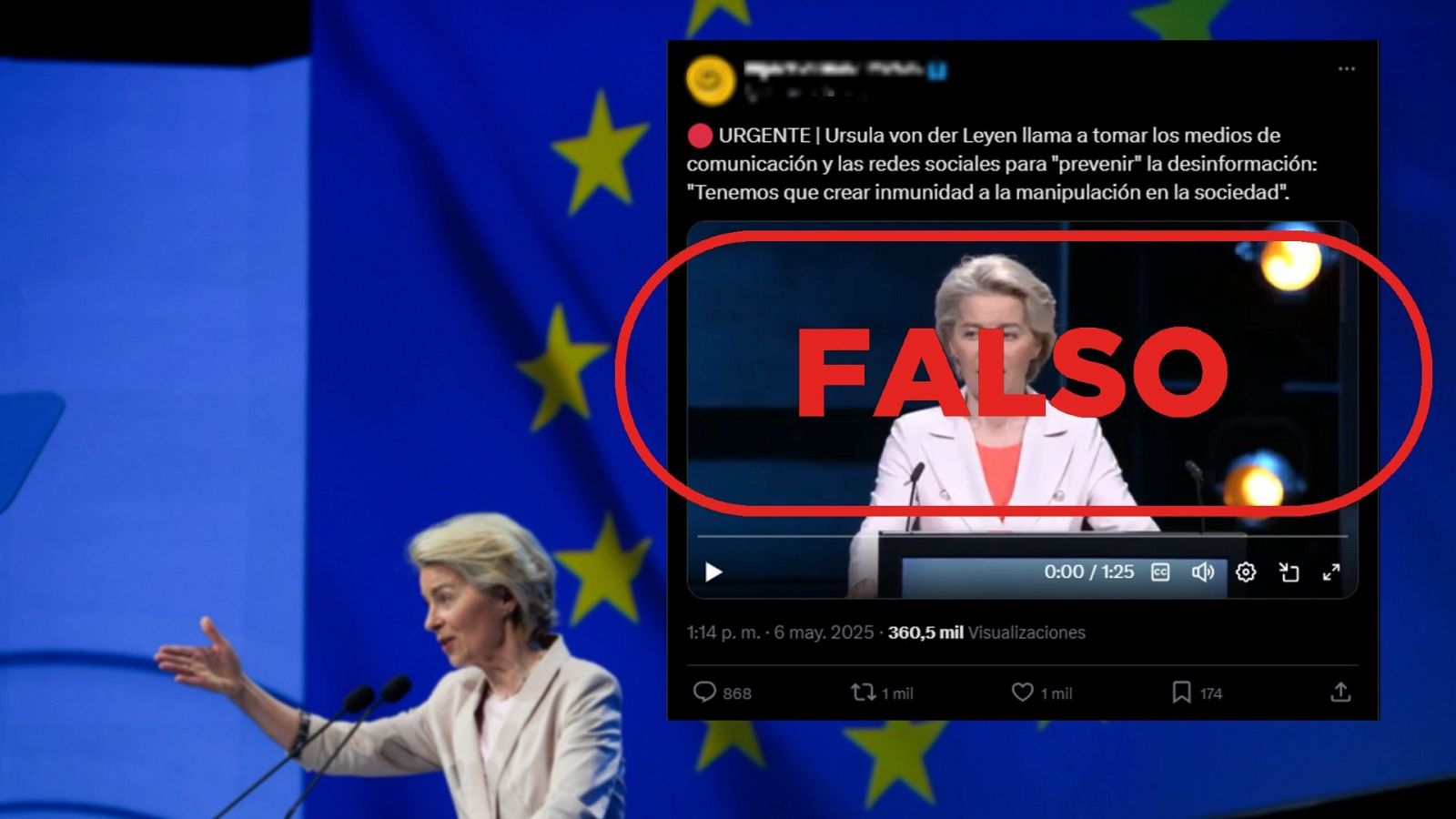 Von der Leyen no ha llamado a "tomar" los medios de comunicación para prevenir la desinformación