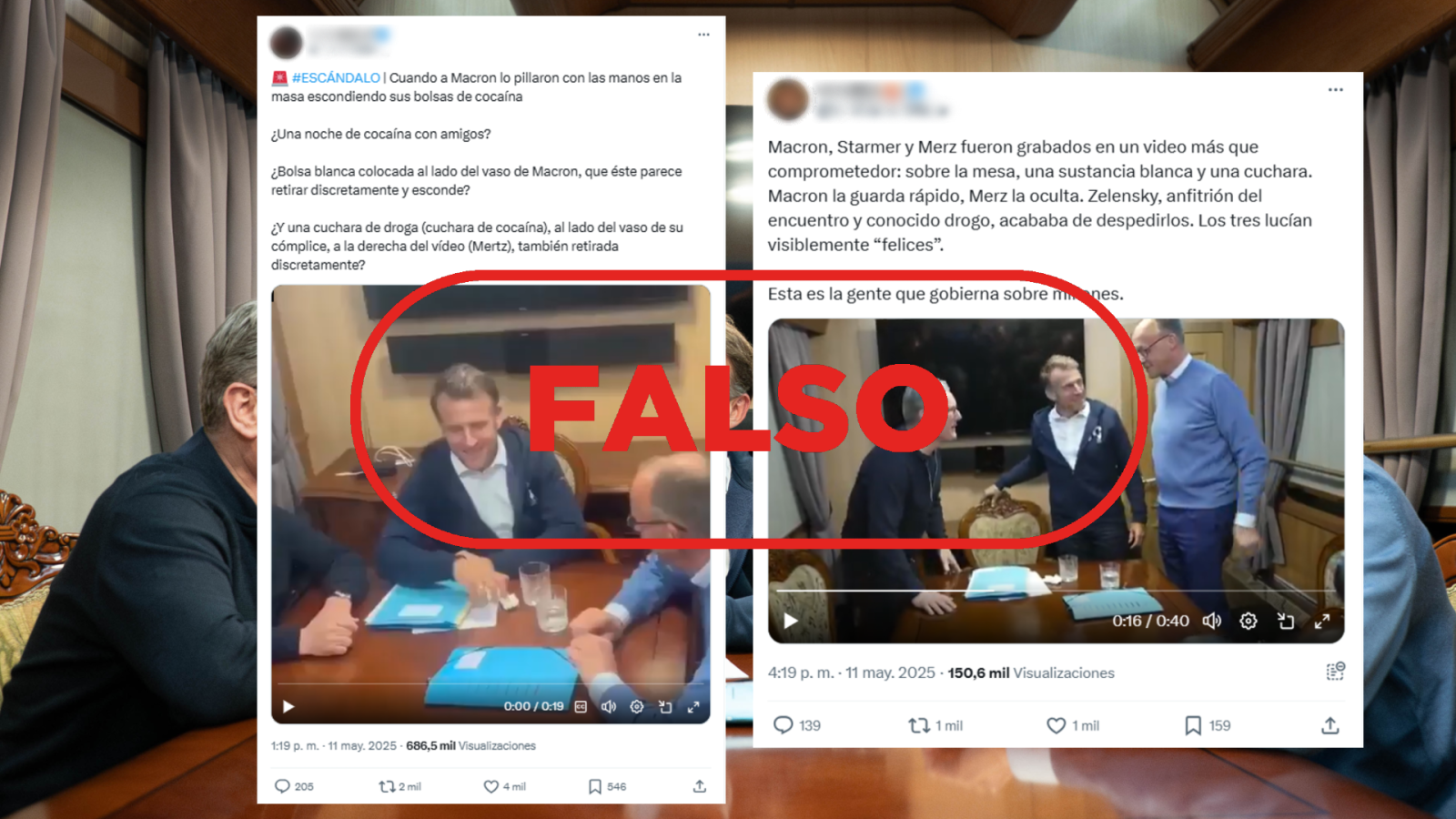 Emmanuel Macron no oculta cocaína en este vídeo, es falso