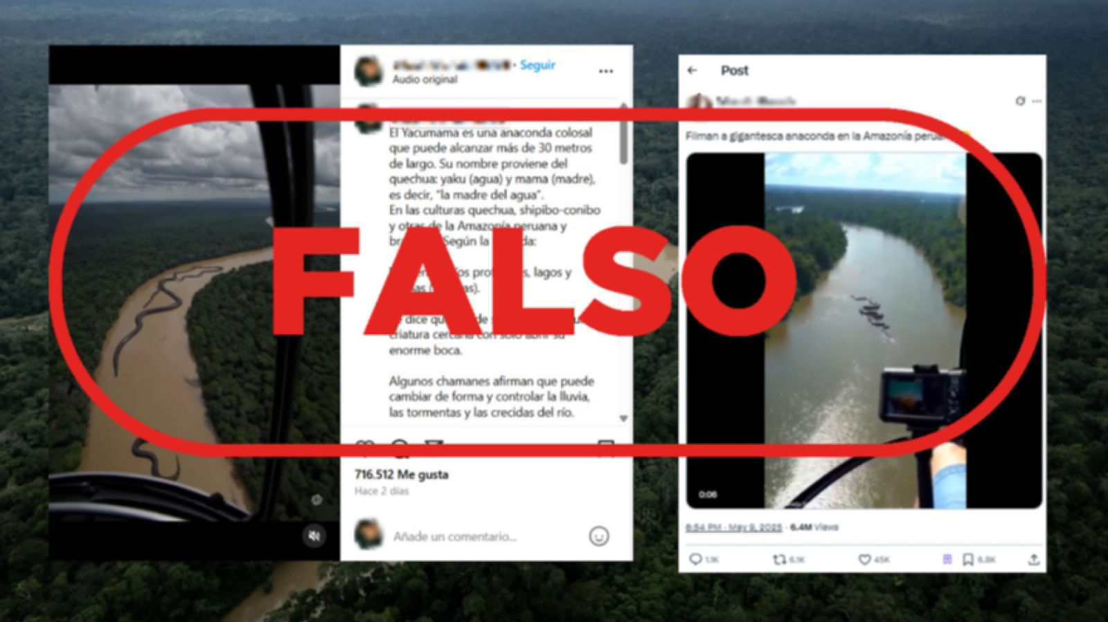 No son vídeos de anacondas gigantes en el Amazonas, es IA