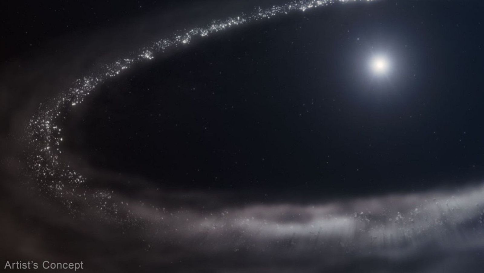 Representación del disco en el que se ha encontrado hielo de agua en estado sólido