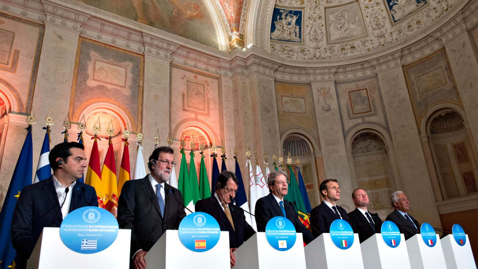 Los líderes de los países del sur de Europa, durante la cumbre celebrada en Roma