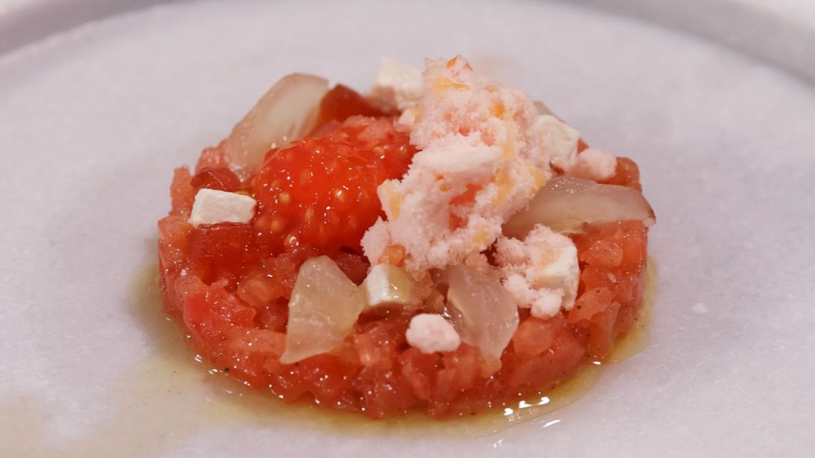 Receta de tomate en cuatro texturas de Ana en MasterChef 13