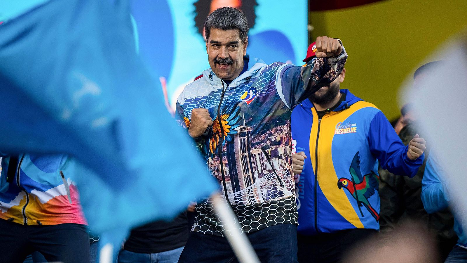 El presidente de Venezuela, Nicolás Maduro, participa en un acto de cierre de campaña en Caracas