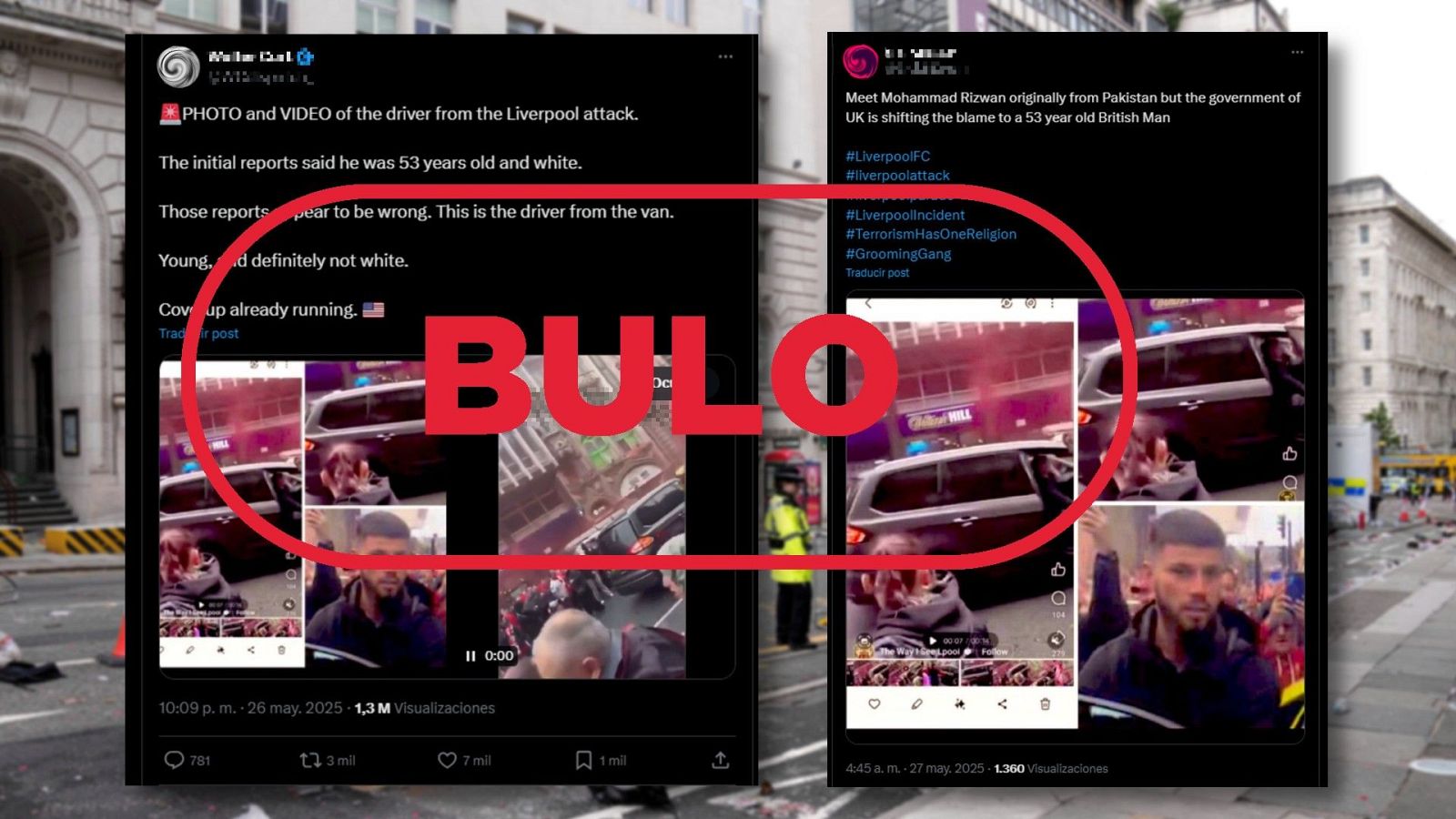 No es una imagen del autor del atropello en Liverpool, es un bulo