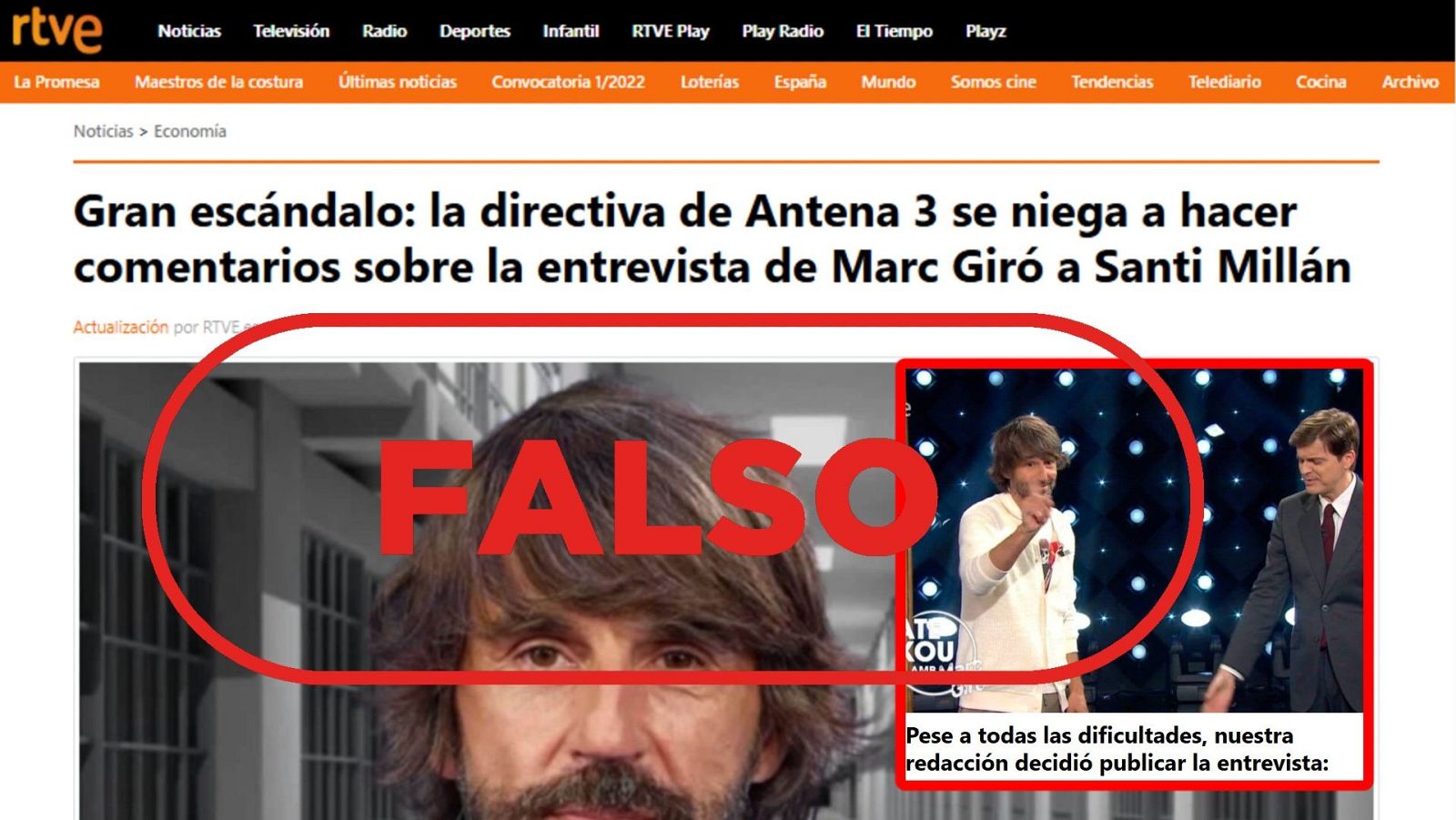 RTVE no difunde esta falsa entrevista de Marc Giró a Santi Millán