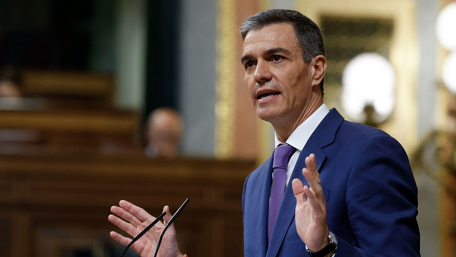 El presidente del Gobierno, Pedro Sánchez, durante una intervención en un Pleno en el Congreso.