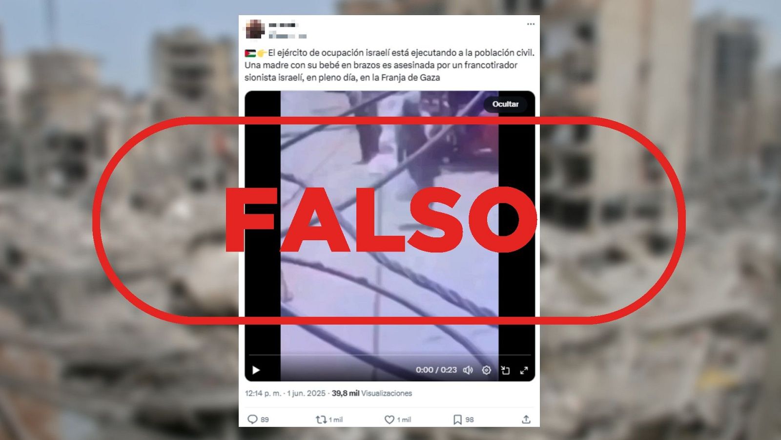 Este vídeo no es de una ejecución en Gaza, ocurrió en Líbano en 2020