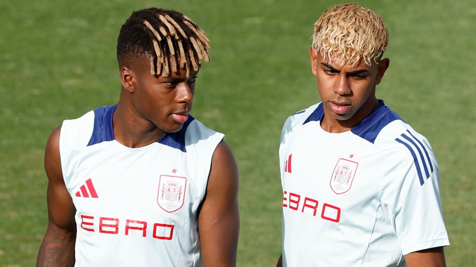 Nico y Lamine en un entrenamiento con la selección española.