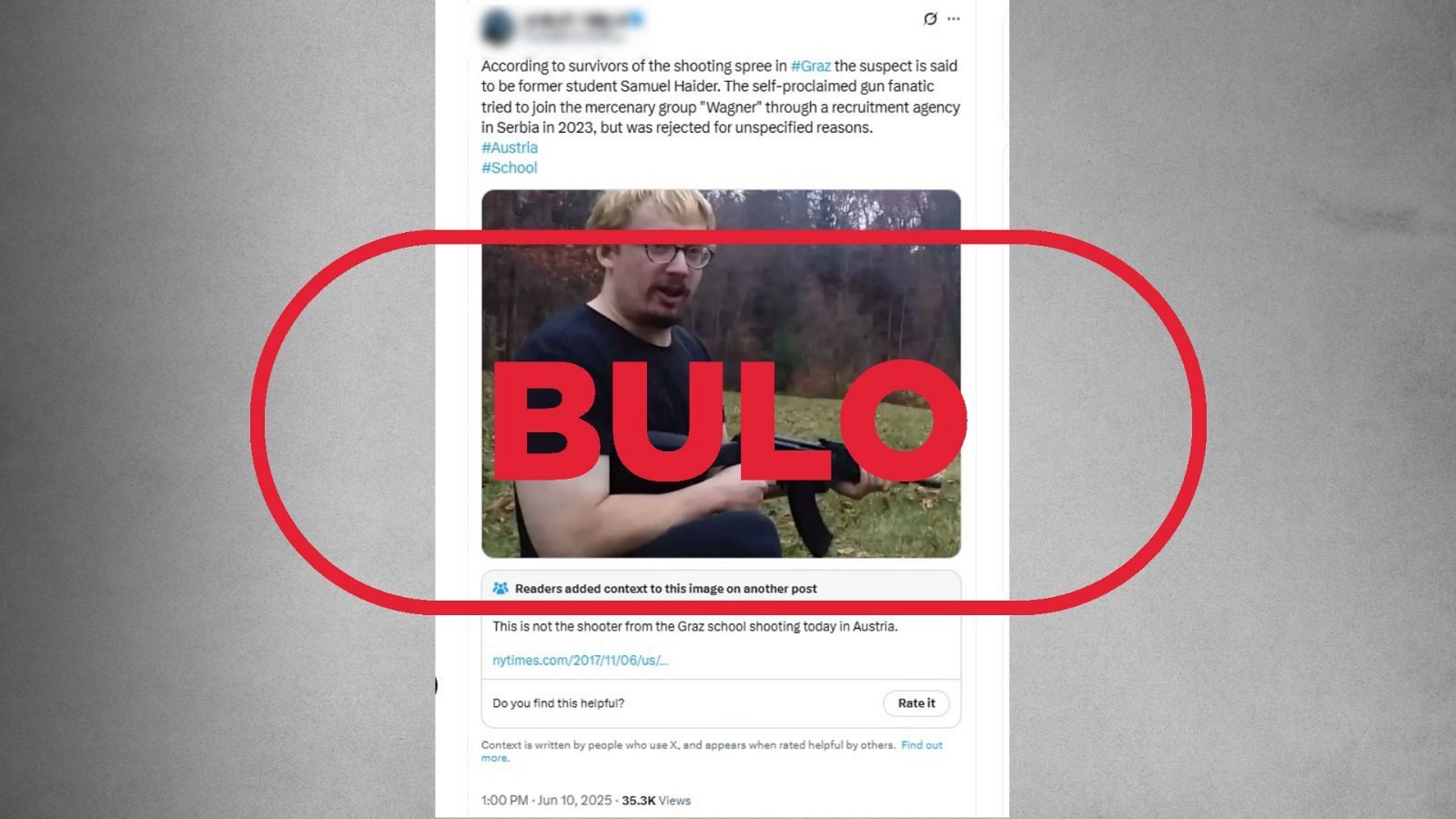 Esta foto no muestra al autor del tiroteo en Graz