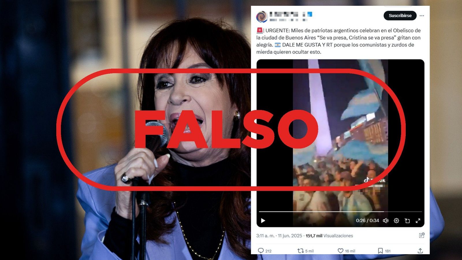 No es la celebración por la condena de prisión de la expresidenta Kirchner