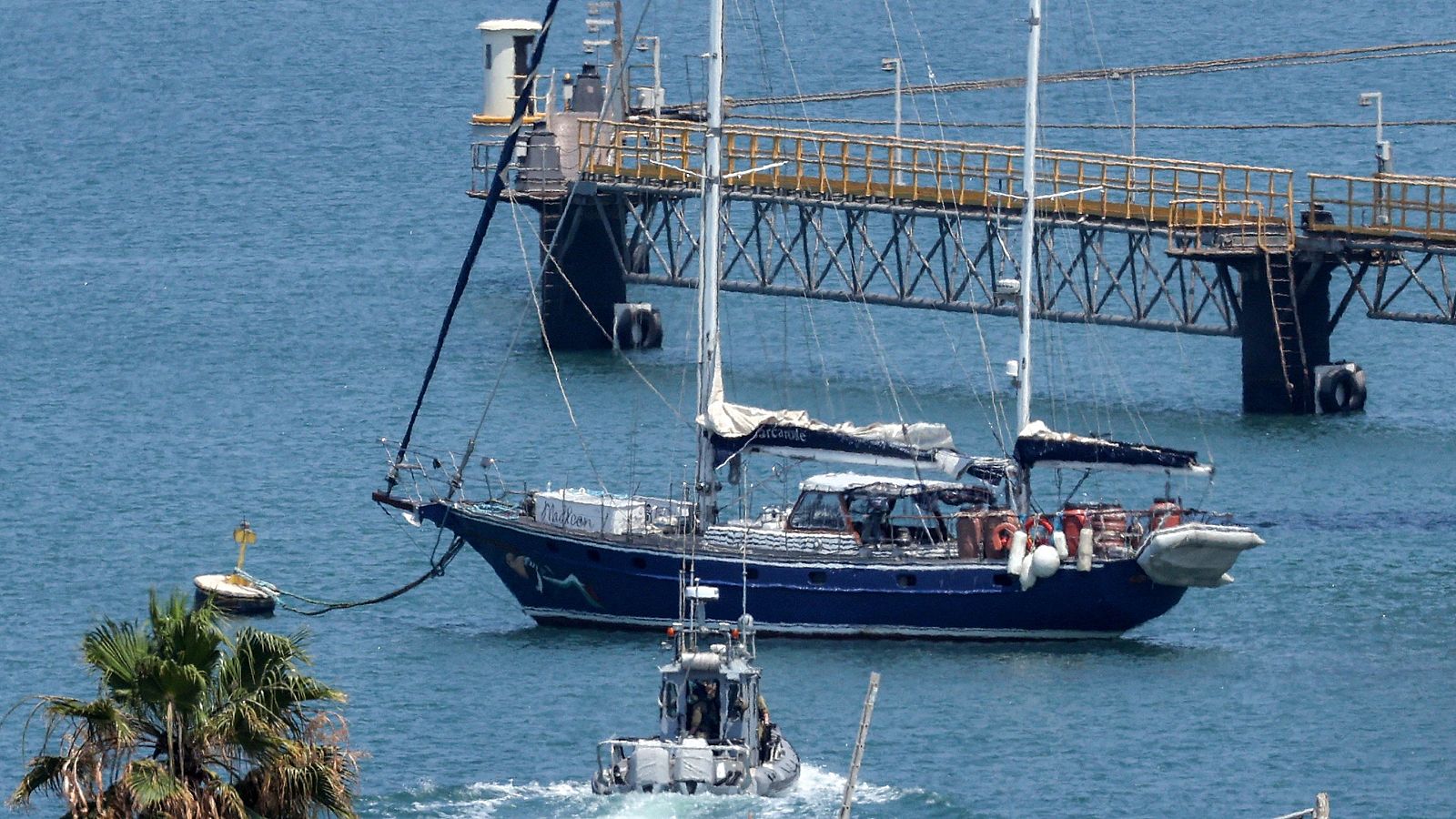 El barco Madleen donde viajaba la Flotilla de la Libertad