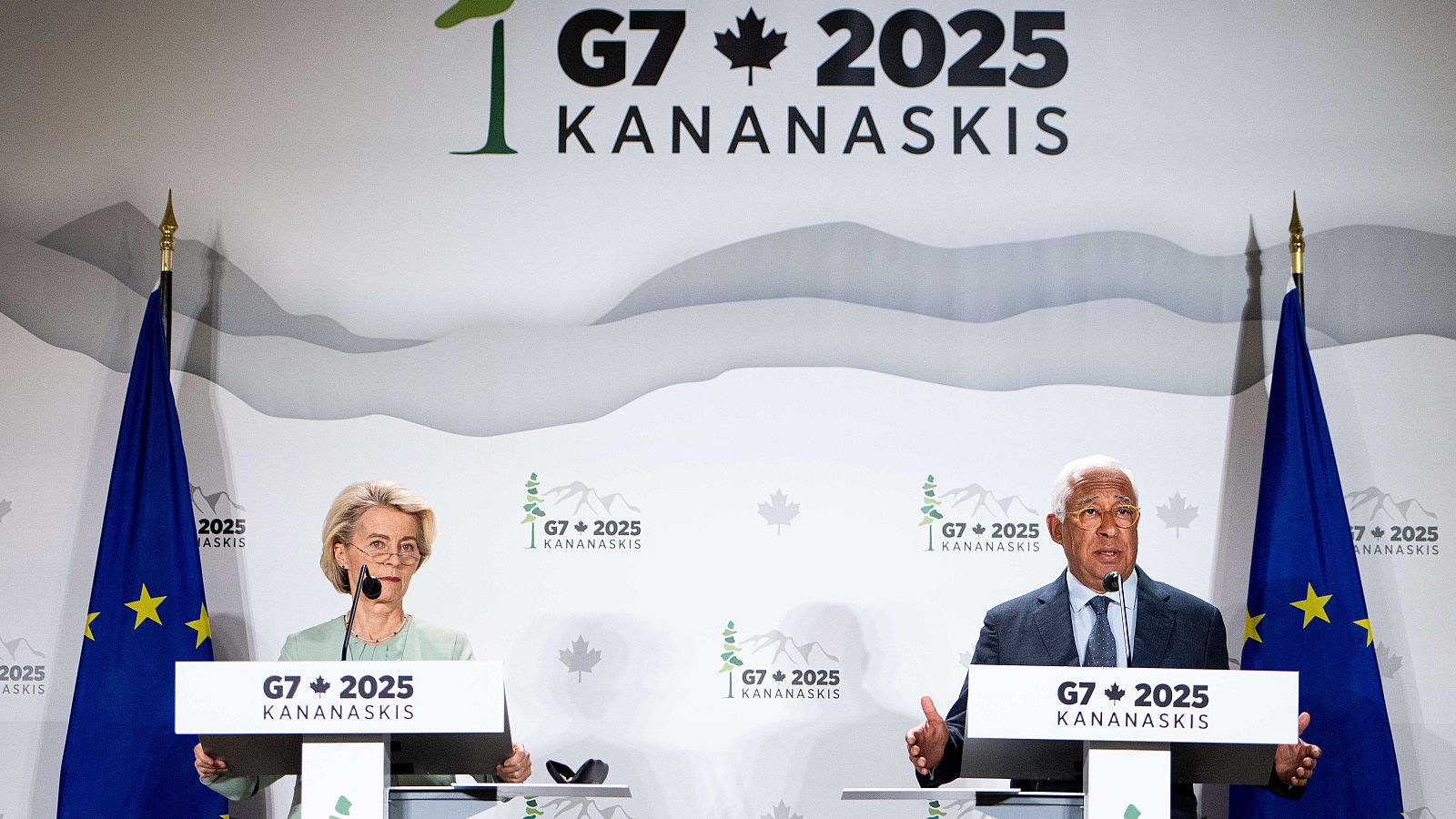 La presidenta de la Comisión Europea, Ursula von der Leyen, y el líder del Consejo Europeo, António Costa