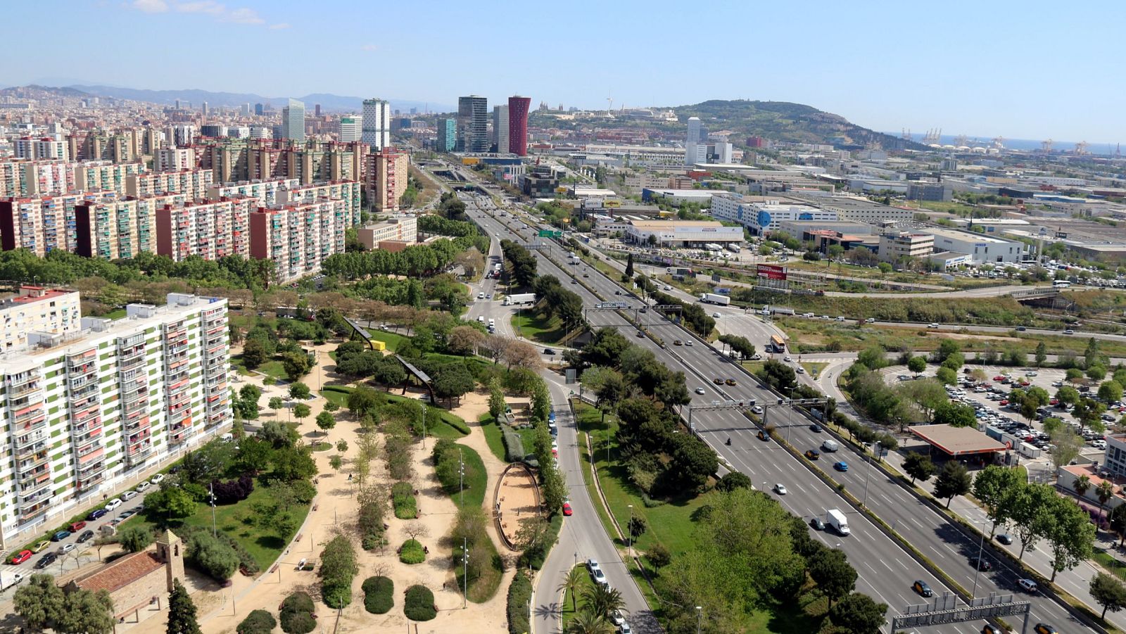 Imatge aèria del tram de la Granvia de l'Hospitalet on s'actuarà