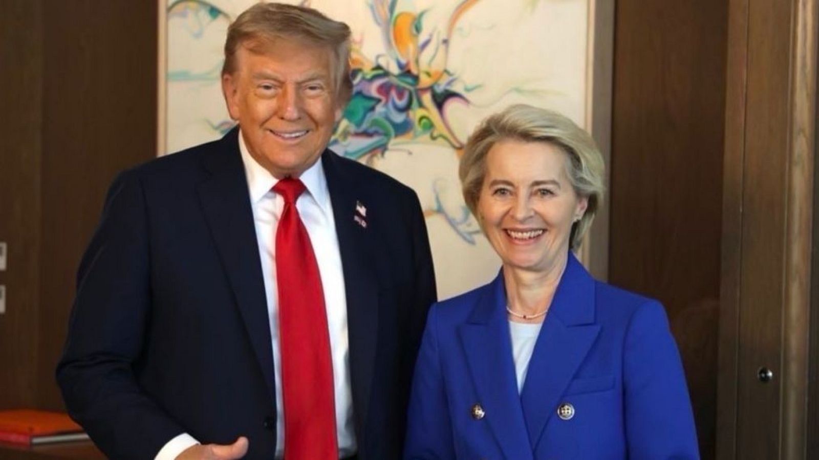 El presidente estadounidense, Donald Trump, y la mandataria de la Comisión Europea, Ursula von der Leyen