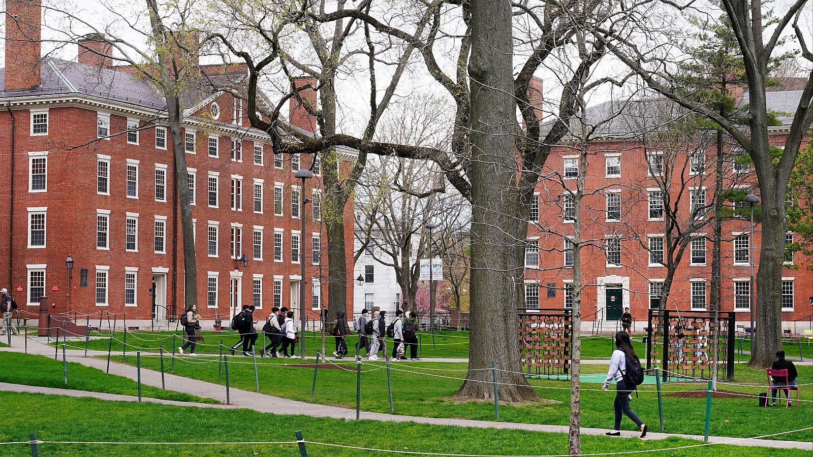 Estudiantes en el campus de la Universidad de Harvard