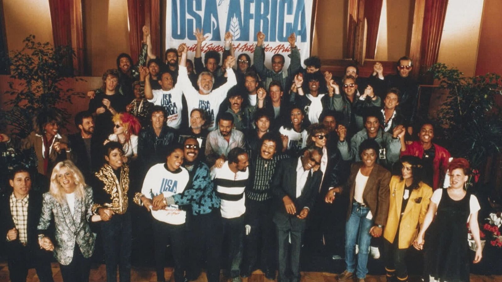 USA for Africa, durante la grabación de 'We are the world'