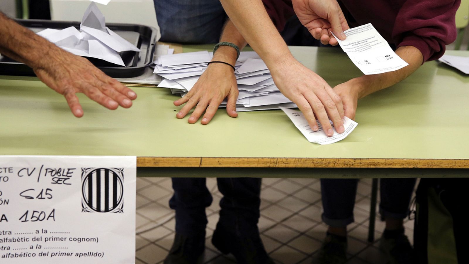 Recuento de papeletas a la finalización del referéndum del 1 de octubre