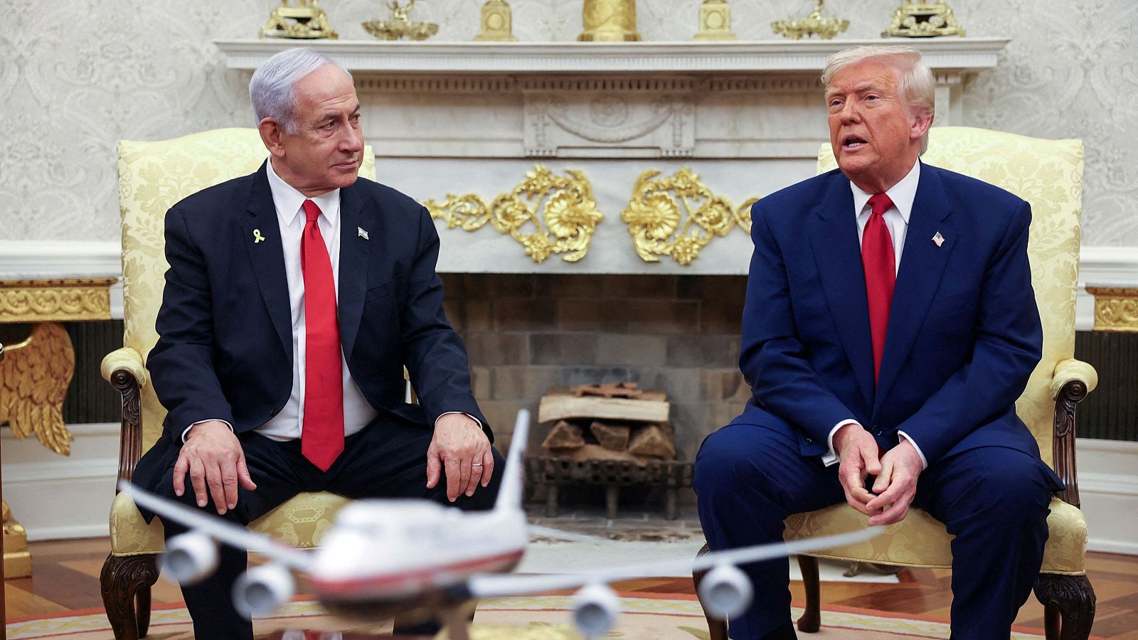 El primer ministro israelí, Benjamin Netanyahu, y el presidente estadounidense, Donald Trump, en la Casa Blanca