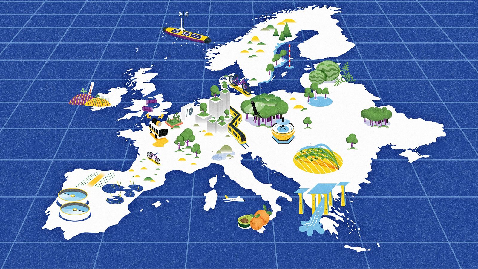 Mapa de las distintas soluciones frente al cambio climático en Europa