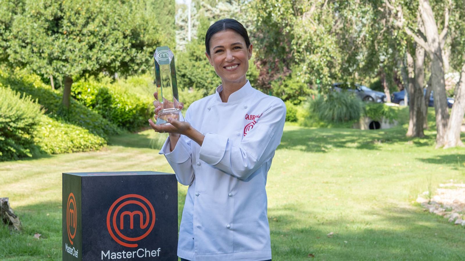 Gabriela, con su trofeo, este martes en Prado del Rey