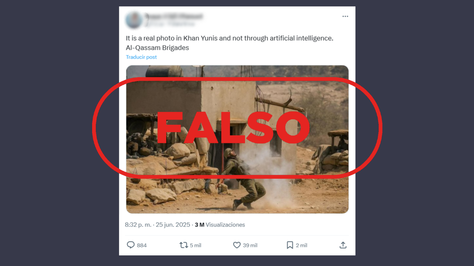 Esta foto de un soldado abatido está editada con IA