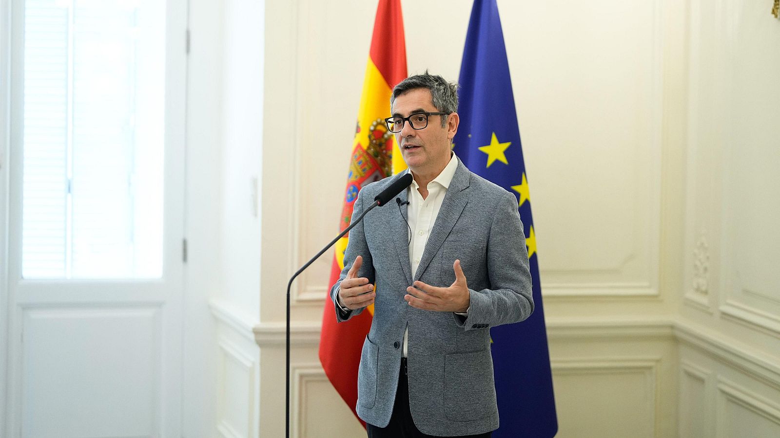 El ministro de la Presidencia, Justicia y Relaciones con las Cortes, Félix Bolaños, el pasado sábado