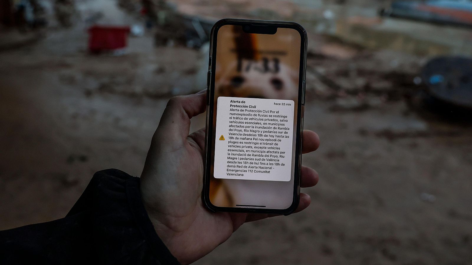 Un mensaje de alerta de Protección Civil del 13 de noviembre de 2024