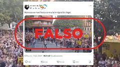 No es una manifestación actual contra la inmigración ilegal en Manresa, es un vídeo de 2023