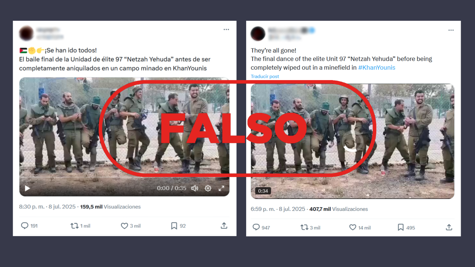 No son imágenes actuales del batallón israelí Netzah Yehuda en Jan Yunis antes de ser abatido