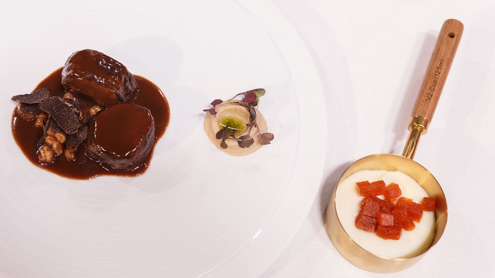 Receta de solomillo de ciervo con emulsión de castañas y cremoso de patatas y queso de Bea en MasterChef 13