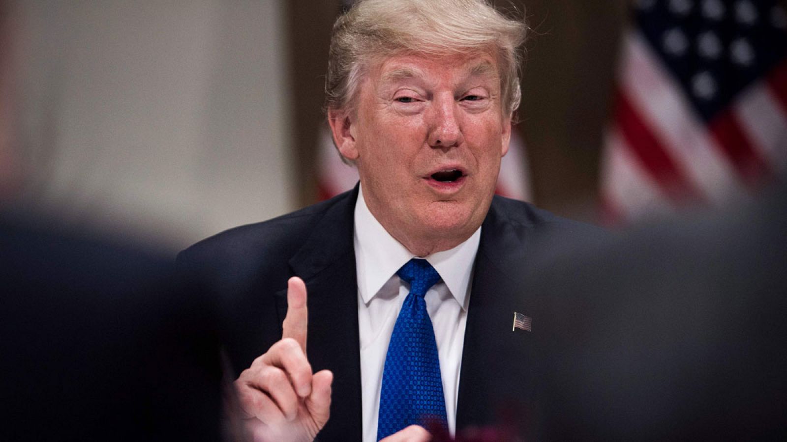 Donald Trump, durante una cena con empresarios europeos en el Foro de Davos