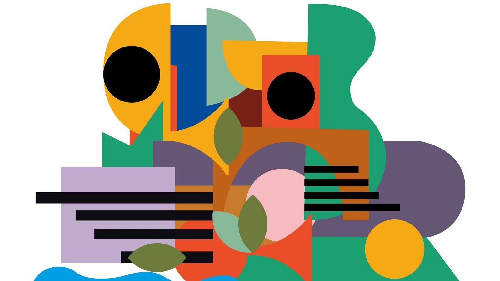 Abstracción colorida con figuras geométricas superpuestas; círculos, cuadrados, rectángulos y formas orgánicas en tonos vibrantes.  Arriba se lee "Imagina Funk" y abajo "Radio 3".