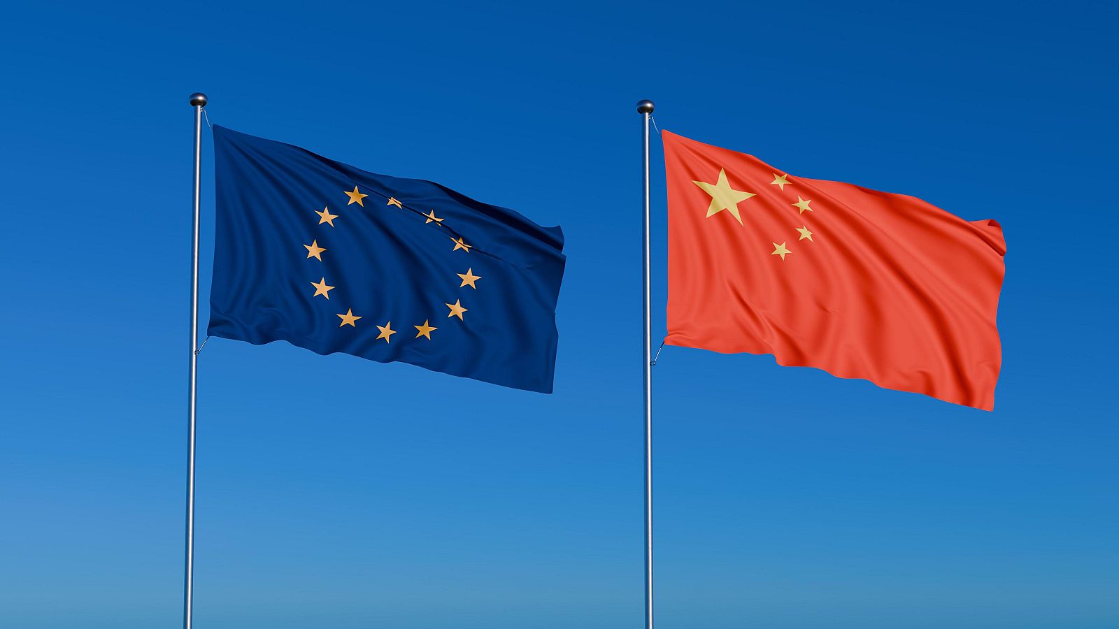 Banderas de la Unión Europea y China