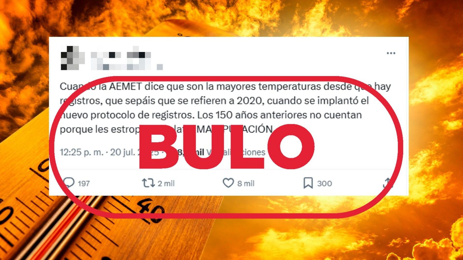 Cuando la Aemet habla de "las mayores temperaturas desde que hay registros" no se refiere a 2020, sino a 1961