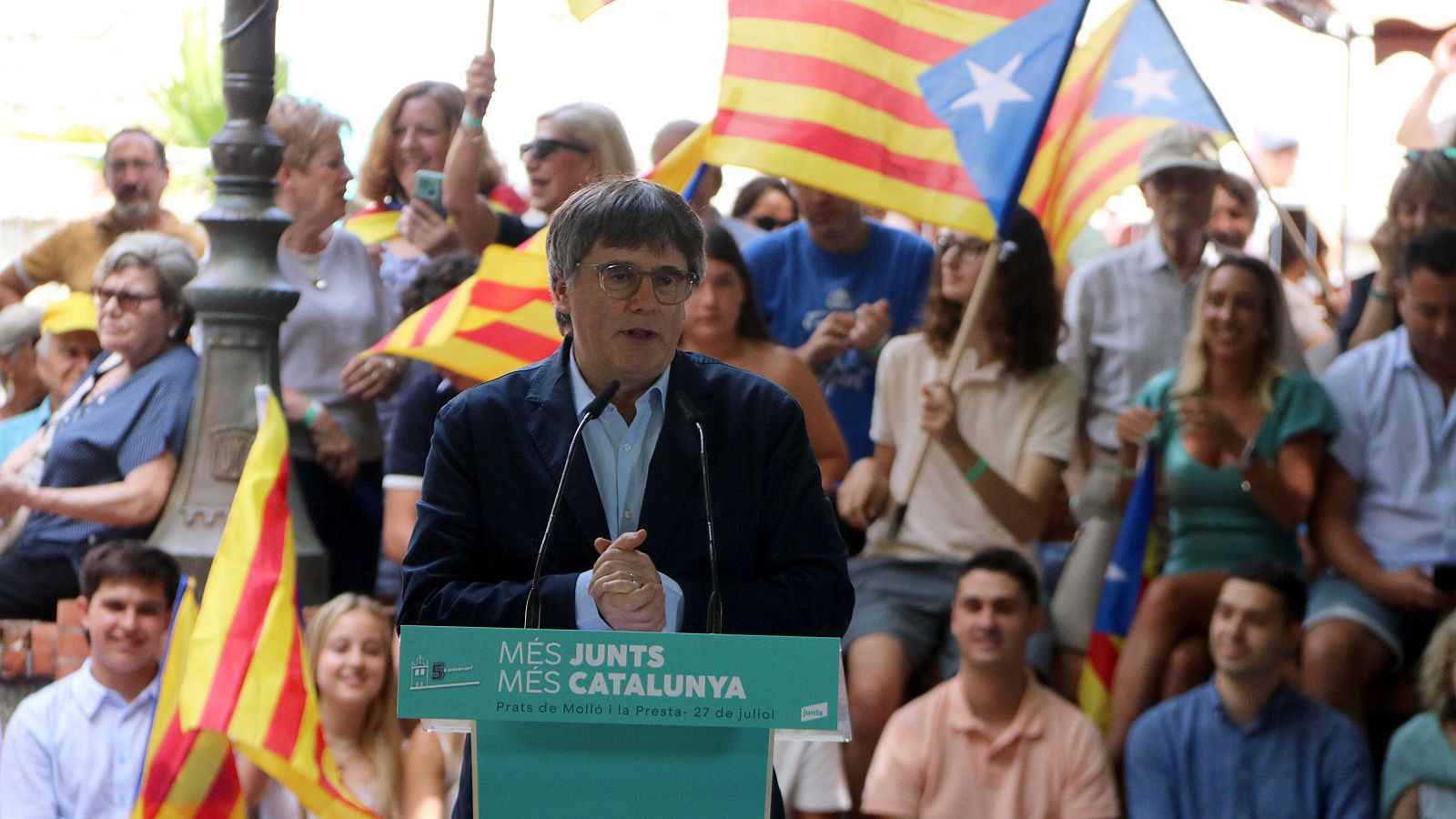 Carles Puigdemont durant el seu discurs a Prats de Molló