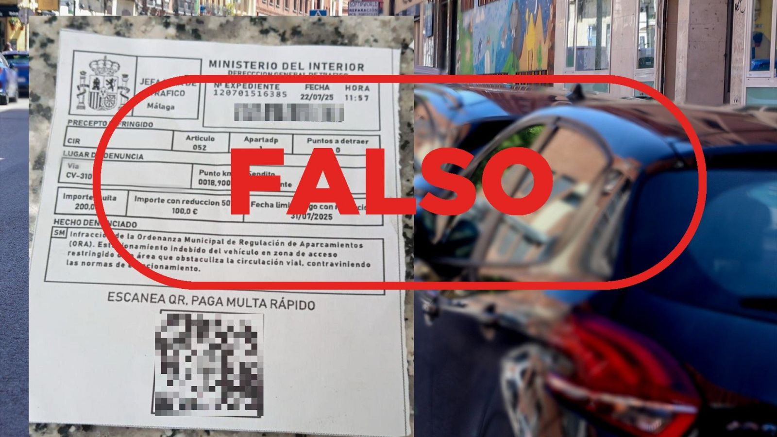 No es una multa de la DGT por aparcar mal en Málaga, es un fraude