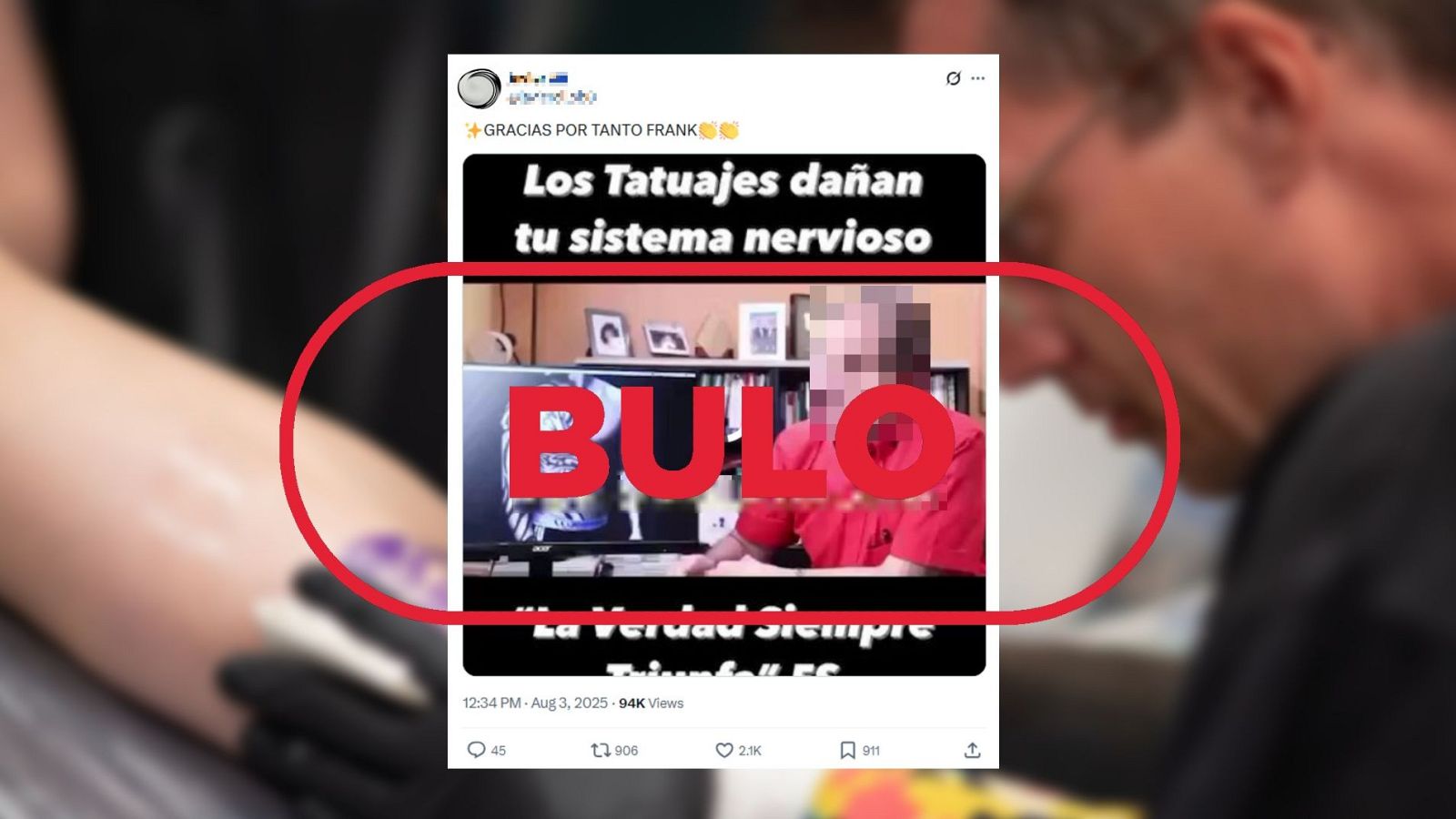 Los tatuajes no dañan el sistema nervioso, es un bulo