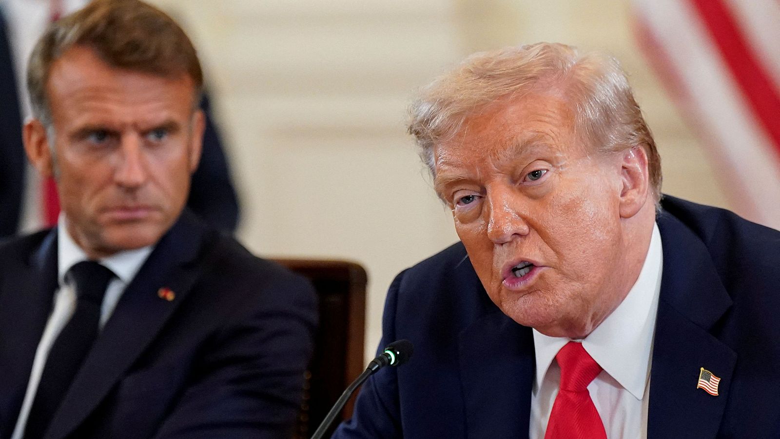 El presidente estadounidense, Donald Trump, y su homólogo francés, Emmanuel Macron, durante una reunión en Washington
