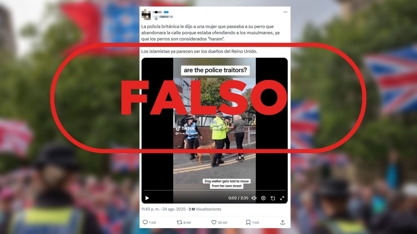 La policía no impide a esta mujer pasear con su perro porque ofenda a los musulmanes