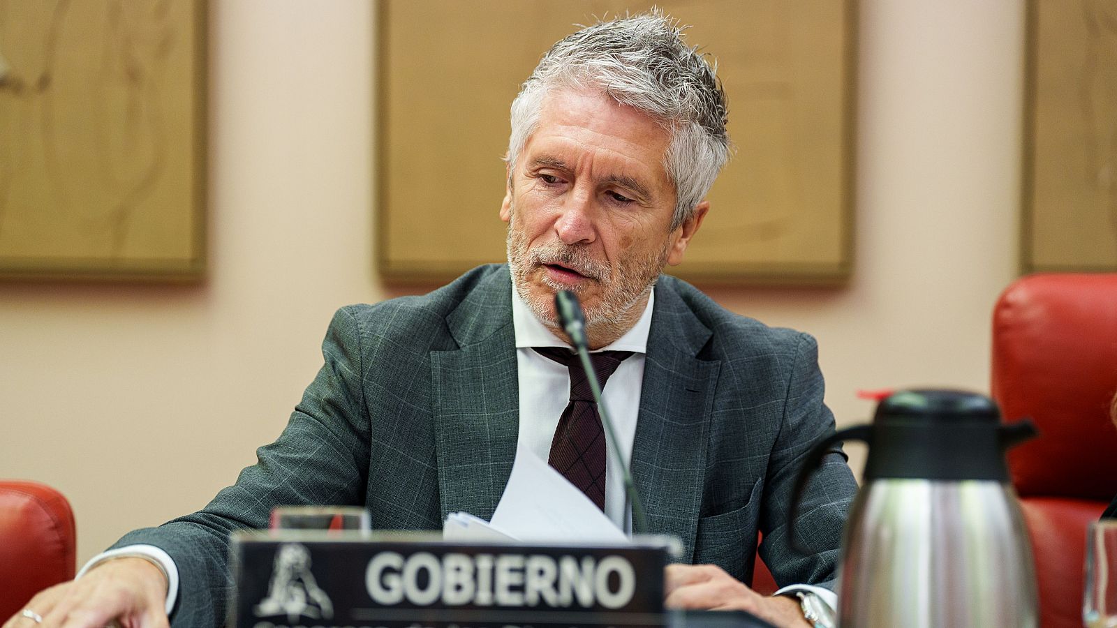 El ministro de Interior, Fernando Grande-Marlaska, comparece, a petición propia, en la Comisión de Interior, en el Congreso de los Diputados
