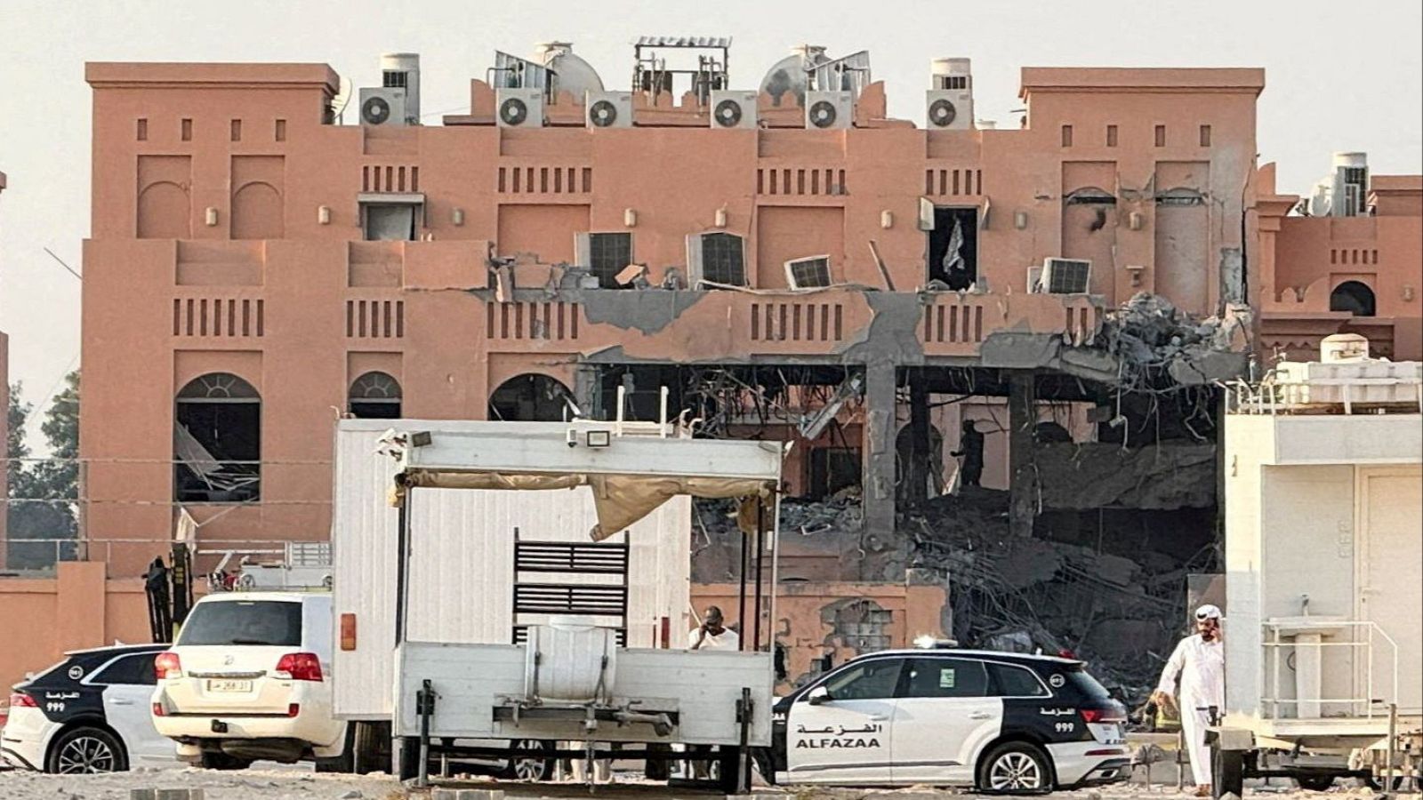 Edificio dañado por el bombardeo israelí en Doha