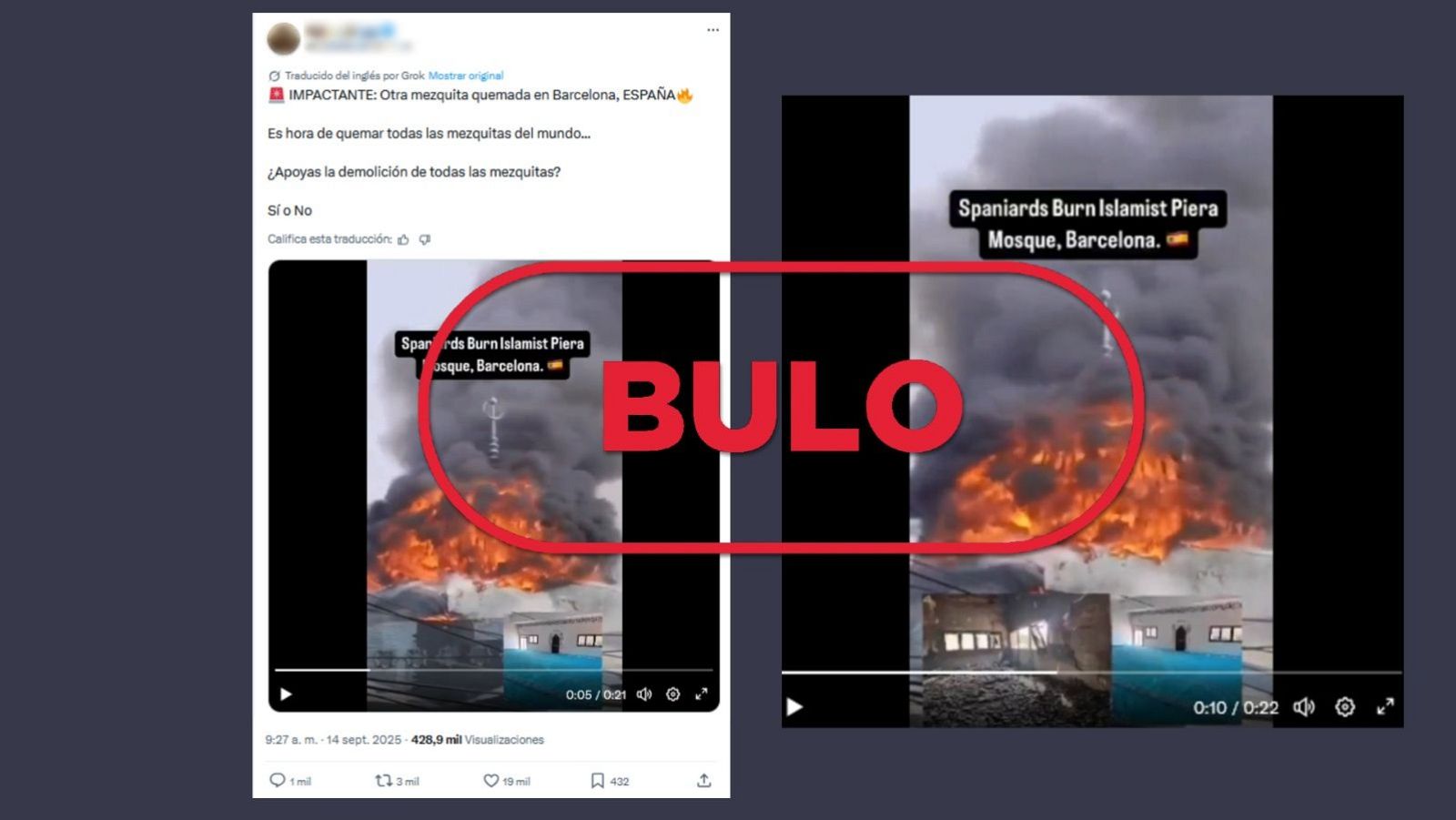 No es una mezquita ardiendo en Barcelona, es Indonesia en 2022