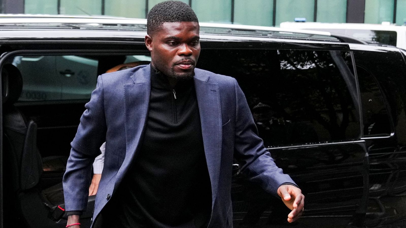Thomas Partey, en su llegada al tribunal de Southwark, en Londres.