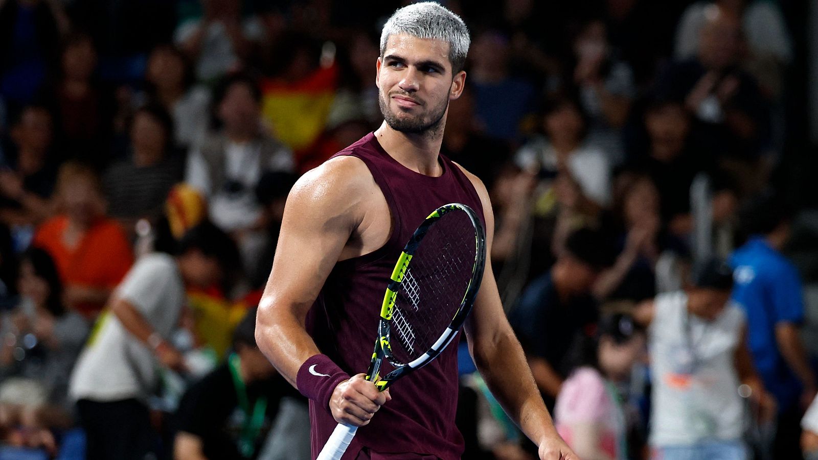 Carlos Alcaraz, en su partido contra Nakashima