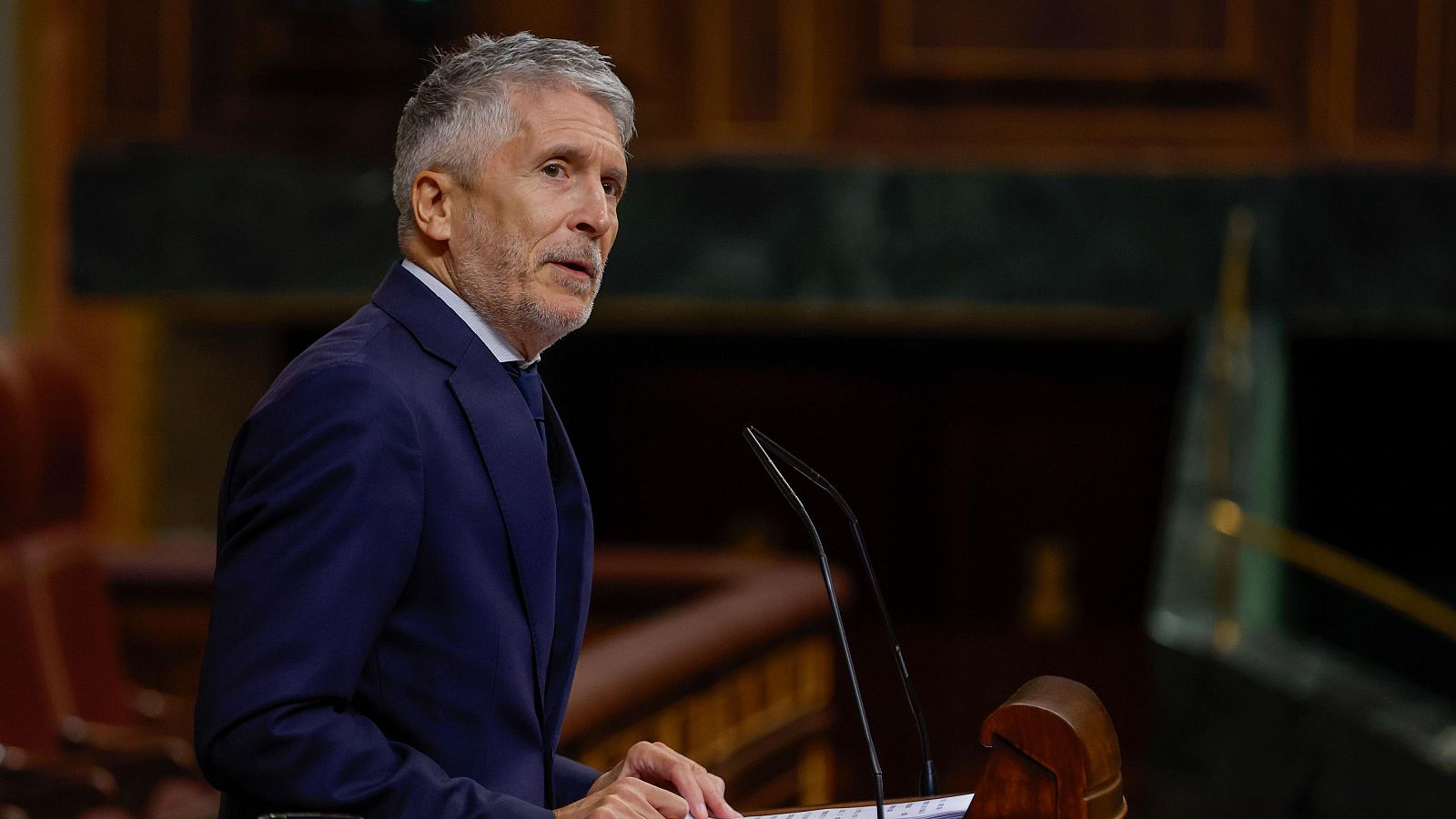El ministro de Interior, Fernando Grande-Marlaska durante la sesión de control al Gobierno, este miércoles en el Congreso.