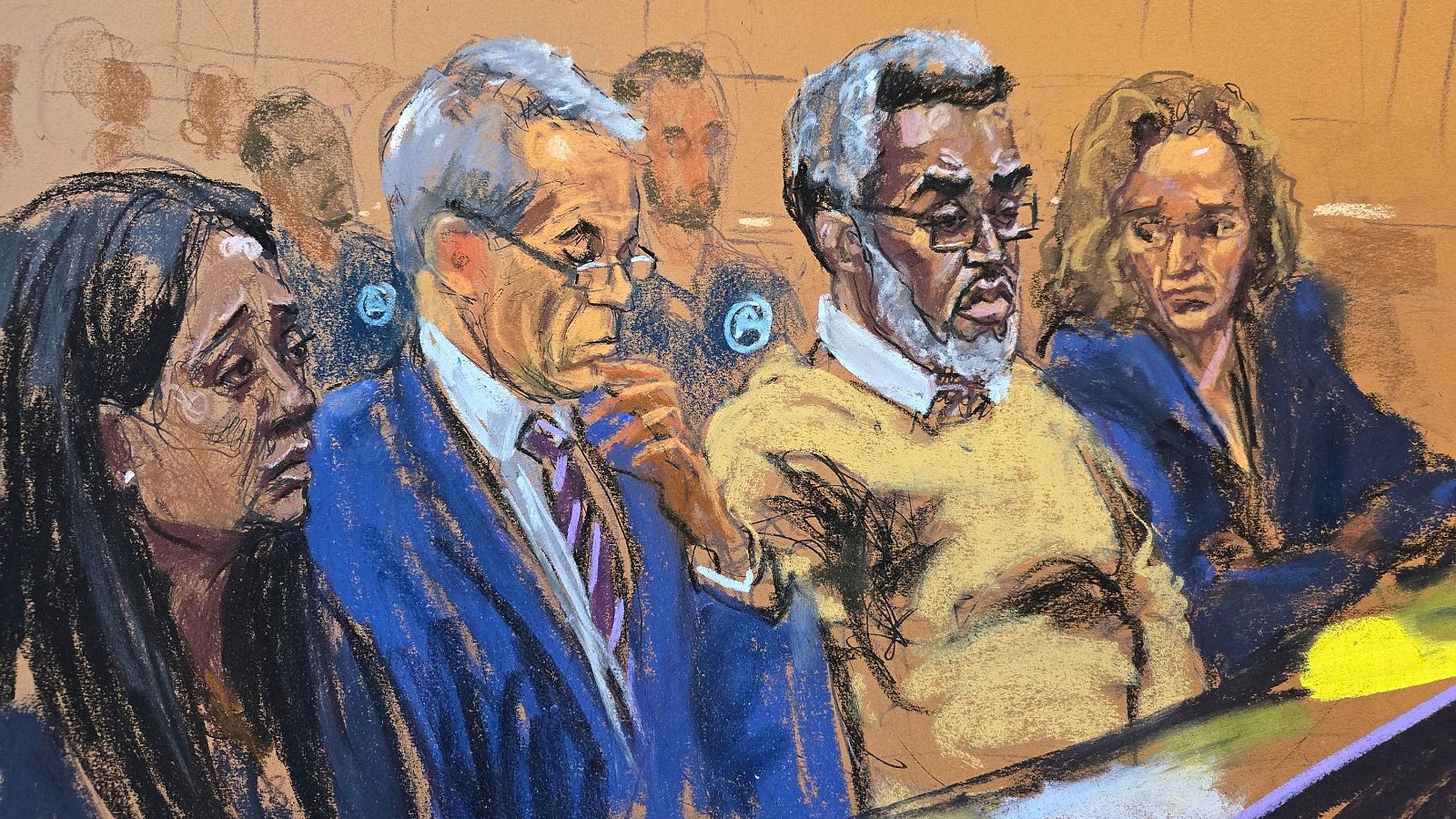 El rapero Sean Combs durante la lectura de la sentencia judicial