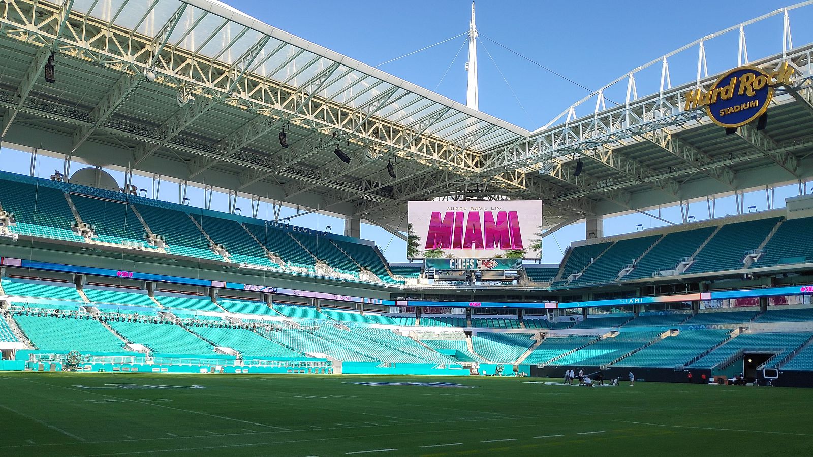 Vista del interior del Hard Rock Stadium de Miami antes de la Super Bowl del año 2020